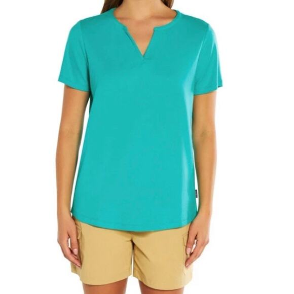 Eddie Bauer T-Shirt Women’s Short Sleeve V-Neck Soft Tee Size Small Turquoise - Picture 1 of 8